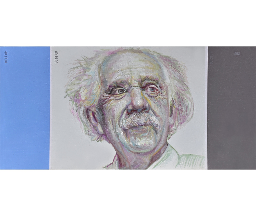 Albert Einstein, 10x20 cm, oil on colourcard, 2019