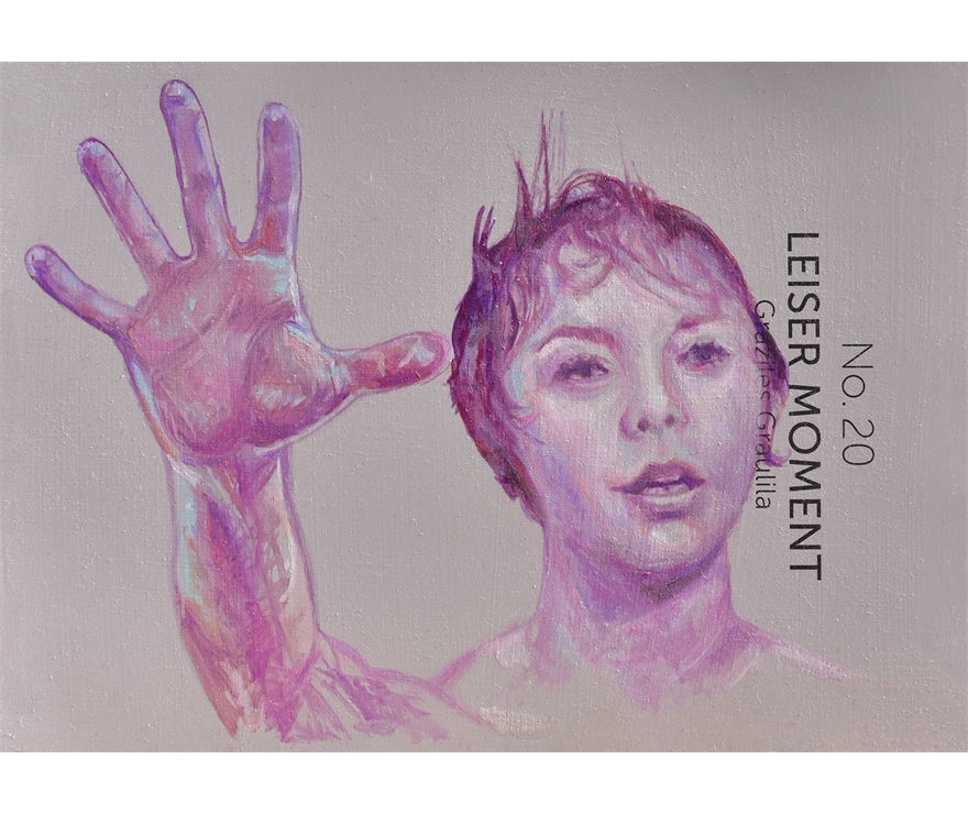 Leiser Moment No.20, Duschszene in Pscho, 10x14 cm, Öl auf Farbkarte 1