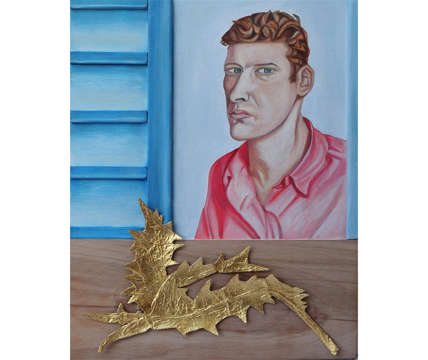    Man with a golden Thistle, 24x30cm, hommage a Lucian Freud