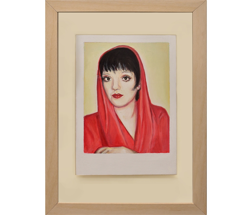 Liza Minnelli, oil on wood, framed 13x18 cm